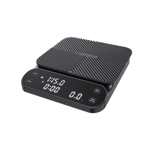 Black MaestriHouse S3 coffee scale with textured platform and timer display